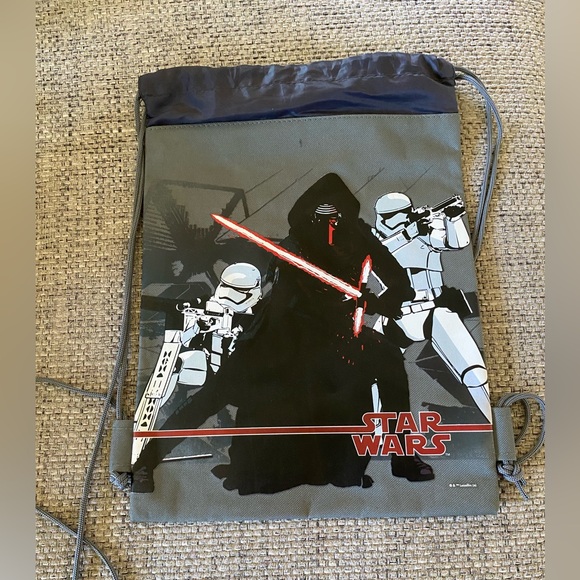 Disney Star Wars Drawstring Backpack School Sport Grey Gym Bag- GRAY - Picture 1 of 9